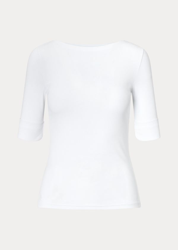 Tops Ralph Lauren Mujer Blancos - Cotton Boatneck - TESIL7845